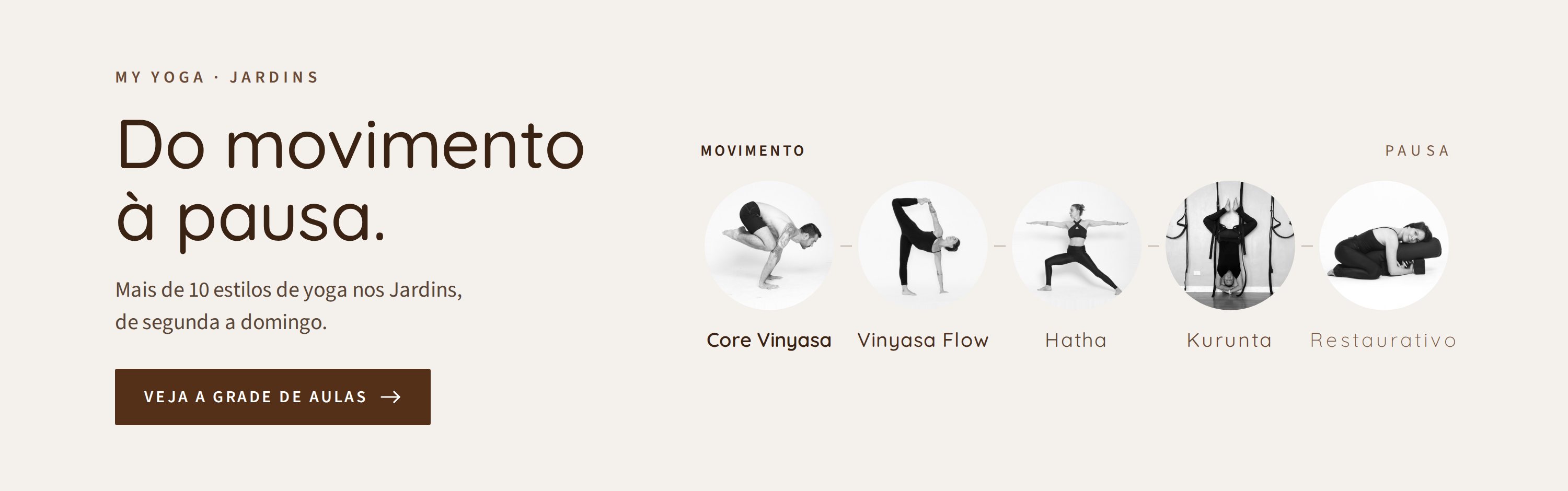 Do movimento à pausa: mais de 10 estilos de yoga nos Jardins, de segunda a domingo. Veja a grade de aulas.